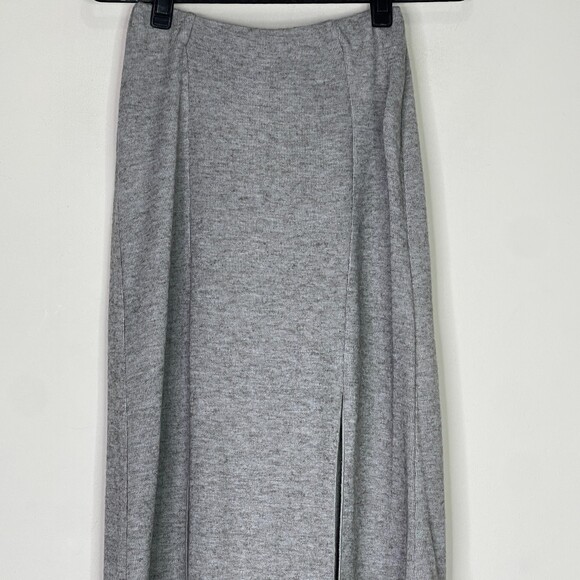 Zara Double Front Slit Wool Blend Ribbed Midi Skirt Women's Size Small - Picture 4 of 7